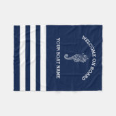 Navy and White Stripe gepersonaliseerd | Naam vaar Fleece Deken (Voorkant (Horizontaal))
