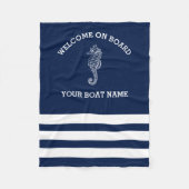 Navy and White Stripe gepersonaliseerd | Naam vaar Fleece Deken (Voorkant)