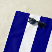 Navy and White Striped Name Cabana Stripe Strandlaken (In situ)