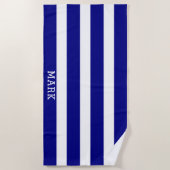 Navy and White Striped Name Cabana Stripe Strandlaken (Voorkant)