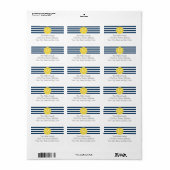 Navy and White Striped Pattern Yellow Monogram Etiket (Full Sheet)