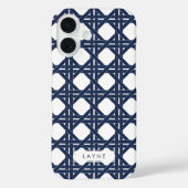 Navy and White Summer Basketweve Pattern Case-Mate iPhone Case (Achterkant)