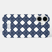 Navy and White Summer Basketweve Pattern Case-Mate iPhone Case (Achterkant (horizontaal))