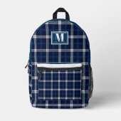 Navy and white Tartan Plaid Penn State Bedrukte Rugzak (Voorkant)