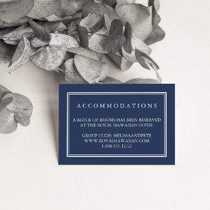 Navy and White Wedding Hotel Accommodatie Cards Informatiekaartje