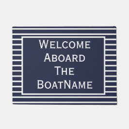 Navy and White Welcome Aboard Boat Doormat Deurmat