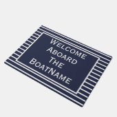 Navy and White Welcome Aboard Boat Doormat Deurmat (Schuin)