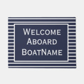 Navy and White Welcome Aboard Boat Doormat Deurmat (Voorkant)