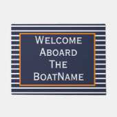 Navy and White Welcome Aboard Boat Doormat Deurmat (Voorkant)