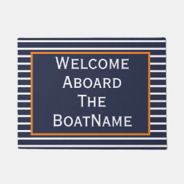 Navy and White Welcome Aboard Boat Doormat Deurmat