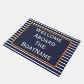 Navy and White Welcome Aboard Boat Doormat Deurmat (Schuin)