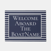 Navy and White Welcome Aboard Boat Doormat Deurmat (Voorkant)