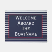 Navy and White Welcome Aboard Boat Doormat Deurmat (Voorkant)