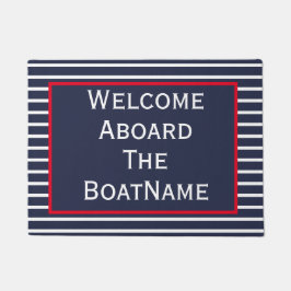 Navy and White Welcome Aboard Boat Doormat Deurmat