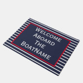 Navy and White Welcome Aboard Boat Doormat Deurmat (Schuin)
