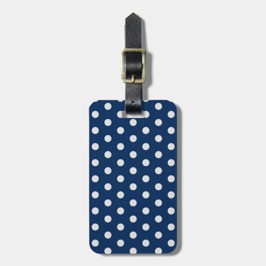 Navy and WhitePolka Dot Bagagelabel (Voorkant verticaal)