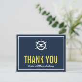Navy and Yellow Nautical Helm Dank u Briefkaart (Staand voorkant)