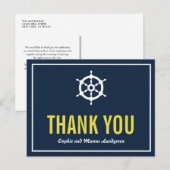 Navy and Yellow Nautical Helm Dank u Briefkaart (Voorkant / Achterkant)