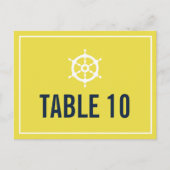 Navy and Yellow Nautical Table Number Briefkaart (Voorkant)