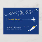 Navy Anguilla Wedding Save the Date Map Briefkaart (Voorkant)