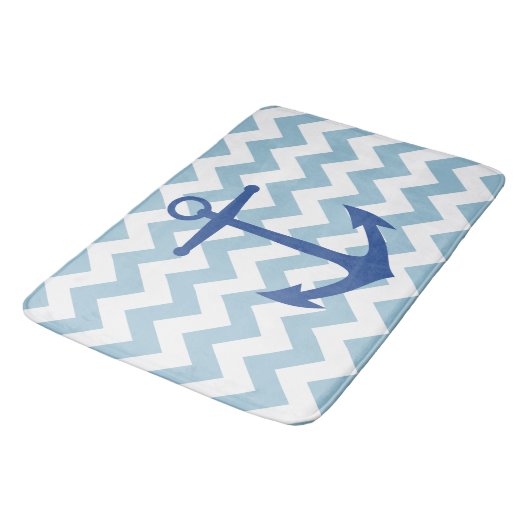 Navy Anker en Chevron Custom Bath Mat (Gekanteld)