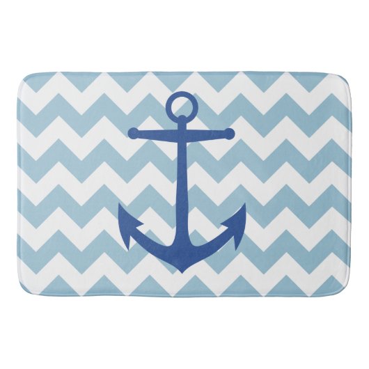 Navy Anker en Chevron Custom Bath Mat (Voorkant)