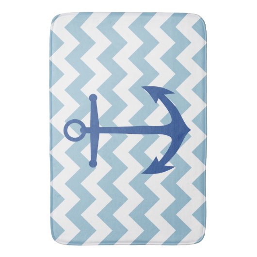 Navy Anker en Chevron Custom Bath Mat (Voorkant Verticaal)