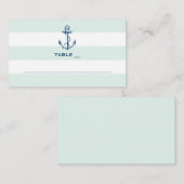 Navy Anker & Mint Stripes Nautische Bruiloft Eenvo Plaatskaartje (Voorkant / Achterkant)