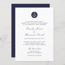 Navy Anker Monogram Bruiloft Uitnodigingen