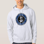 Navy Anker & Touw Kapitein Naam of Boot Blauw Grij Hoodie<br><div class="desc">Navy Anchor & Rope Captain Voeg Naam of Bootnaam Blauw,  Zwart en Wit op Grijze Hoodie.</div>