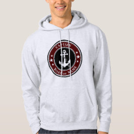 Navy Anker & Touw Kapitein Naam of Boot Rood Grijs Hoodie