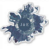 Navy Antiek Floral Bouquet Sticker (Voorkant)