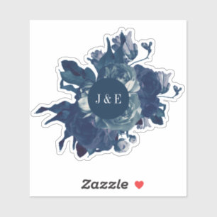 Navy Antiek Floral Bouquet Sticker