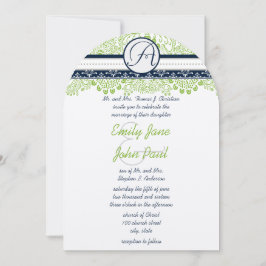 Navy Appelgroen Grijs Liefdesvogels Trouwen  Kaart