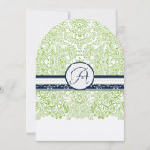Navy Appelgroen Grijs Love Birds Bruiloft Kaart (Voorkant)