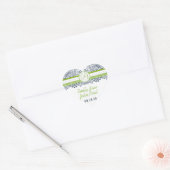 Navy Apple Green Grey Tortelduifjes Wedding Invite Hart Sticker (Envelop)