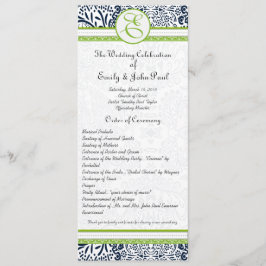 Navy Apple Green Grey Tortelduifjes Wedding Progra Programmakaart