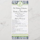 Navy Apple Green Grey Tortelduifjes Wedding Progra Programmakaart (Voorkant)