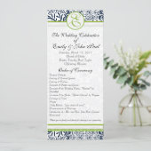 Navy Apple Green Grey Tortelduifjes Wedding Progra Programmakaart (Staand voorkant)