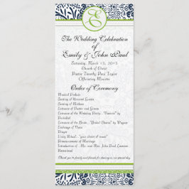 Navy Apple Green Grey Tortelduifjes Wedding Progra Programmakaart