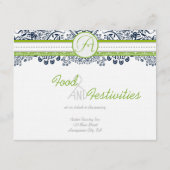 Navy Apple Groen Grijs Tortelduifjes Receptie Kaar Informatiekaartje (Achterkant)
