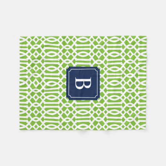 Navy & Apple Trellis | Fleece Blanket (Voorkant (Horizontaal))