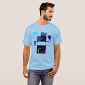 Navy Aqua Black Patchwork MCM-geïnspireerde geomet T-shirt (Voorkant volledig)