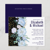 Navy Aqua Blue Floral Wedding Budget (Voorkant / Achterkant)