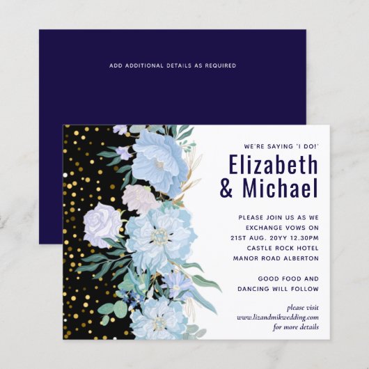 Navy Aqua Blue Floral Wedding Budget (Voorkant / Achterkant)