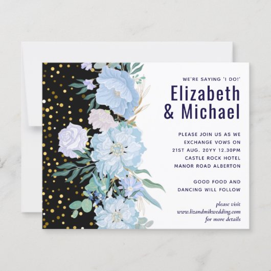 Navy Aqua Blue Floral Wedding Budget (Voorkant)