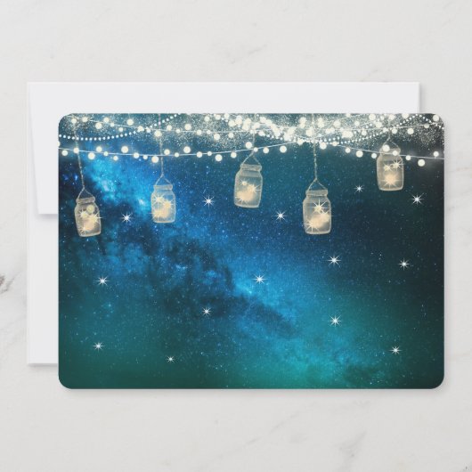 Navy Aqua Blue Opulence Mason Jar Engagement Party Kaart (Achterkant)