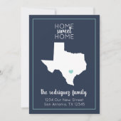 Navy & Aqua Home Sweet Home - Texas Moving Aankondiging (Voorkant)