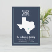 Navy & Aqua Home Sweet Home - Texas Moving Aankondiging (Staand voorkant)