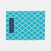 Navy & Aqua Quatrefoil | Fleece Blanket (Voorkant (Horizontaal))